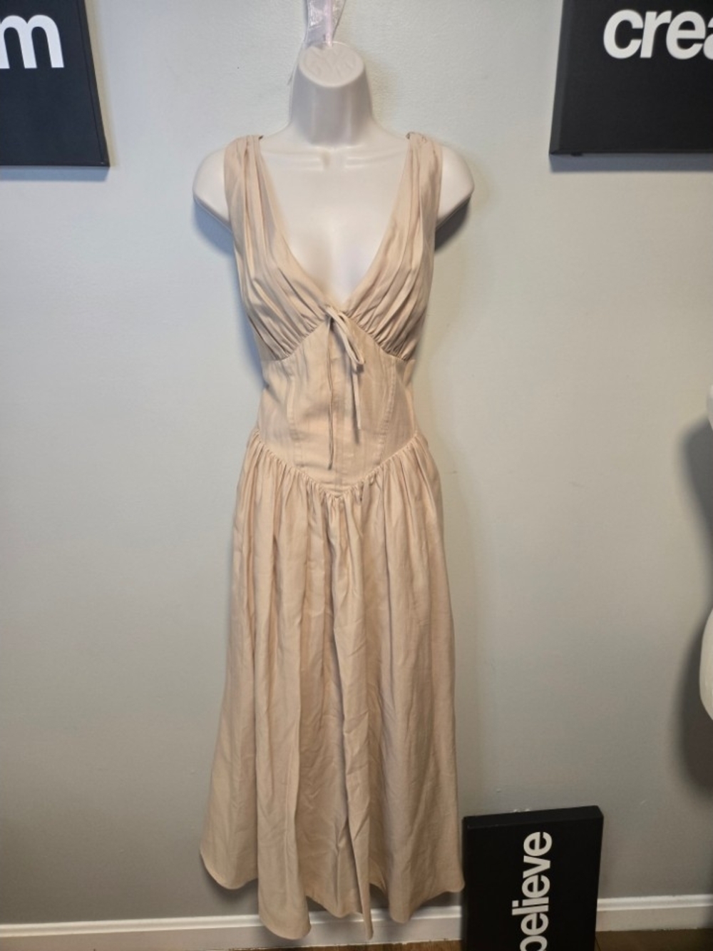 Gianni Bini Cream Tie-Front Maxi Dress